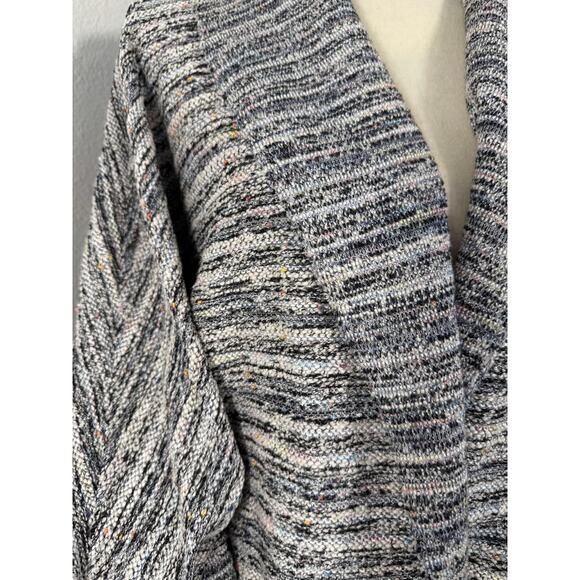 Splendid Black White Jacket Woven Boucle Kimono Wrap Open Cardi Large - Picture 2 of 10